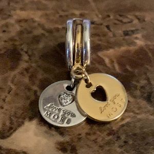 Authentic Pandora More and Most Love Dangle Charm S925 ALE 18k gold plated CZ